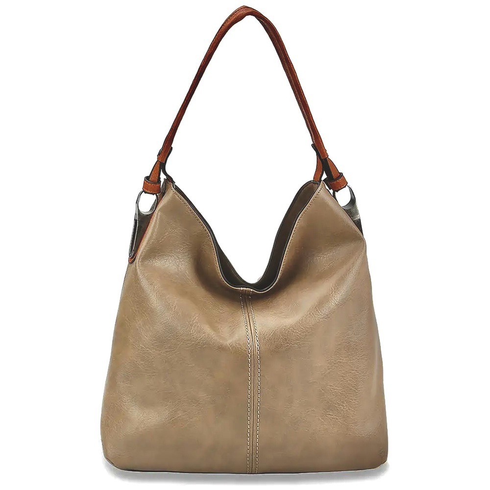 Elegant Tan Faux Leather Shoulder Bag